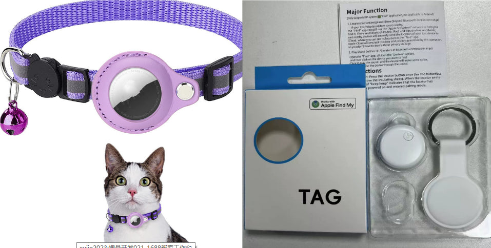 Reflective Pet Collar with AirTag Holder