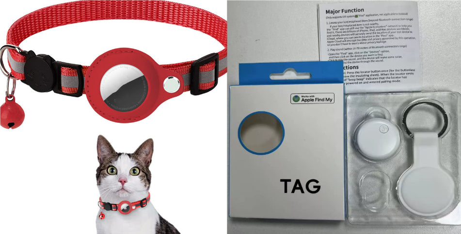 Reflective Pet Collar with AirTag Holder