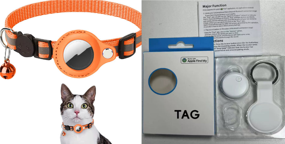 Reflective Pet Collar with AirTag Holder