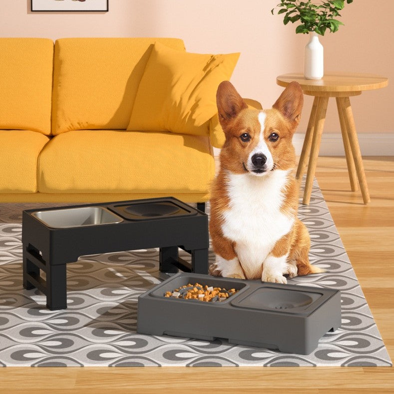 Adjustable Stainless Steel Double Dog Bowl Stand